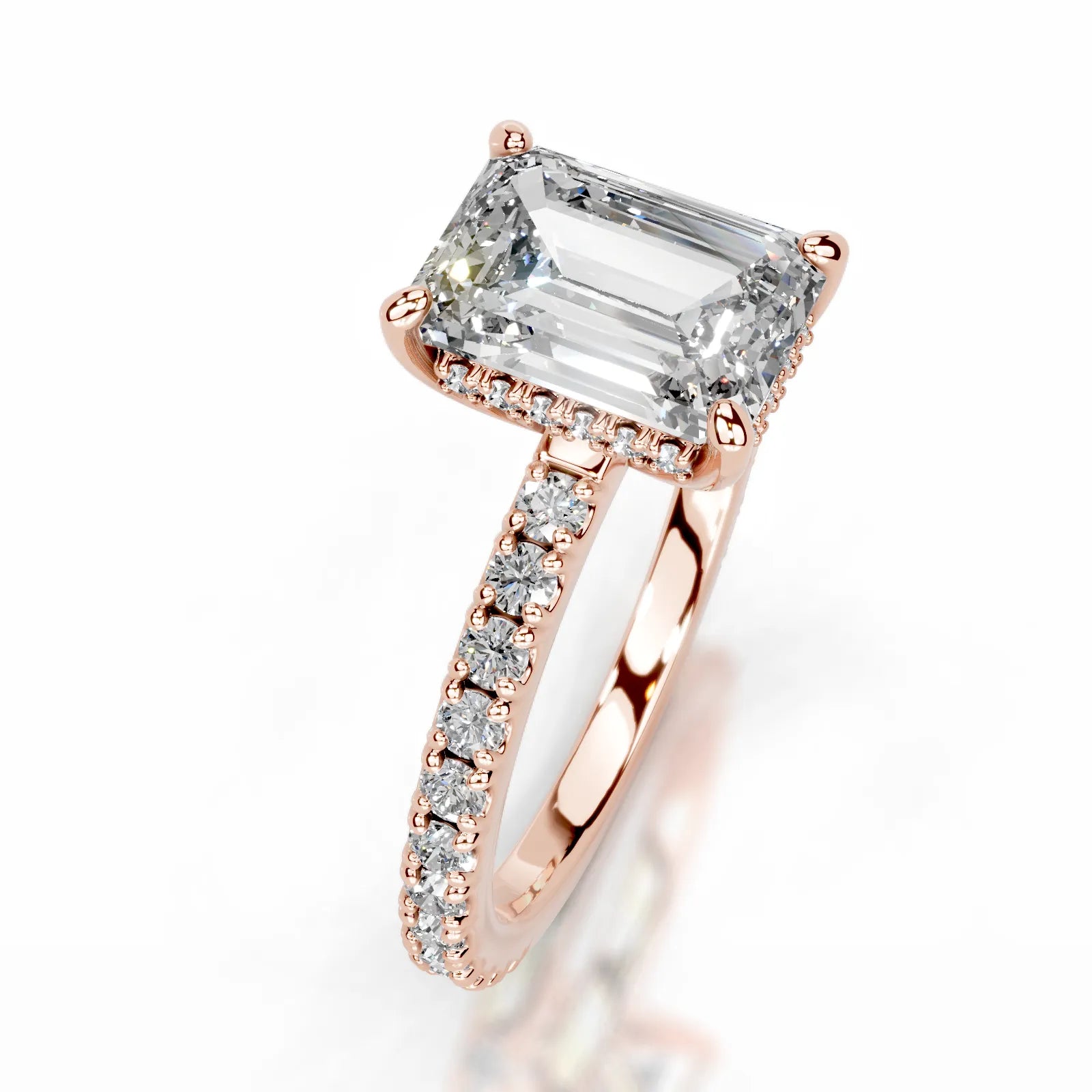 Luna Lab Grown Diamond Ring Emerald -14K Rose Gold