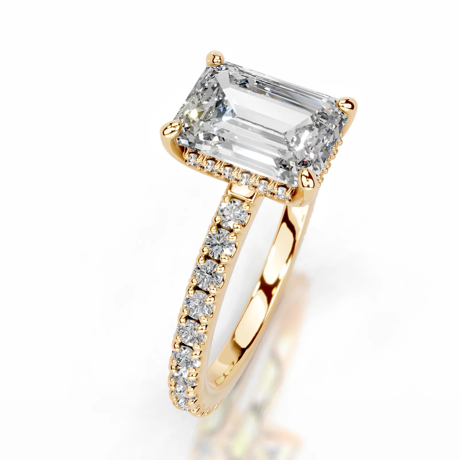 Luna Lab Grown Diamond Ring Emerald -18K Yellow Gold