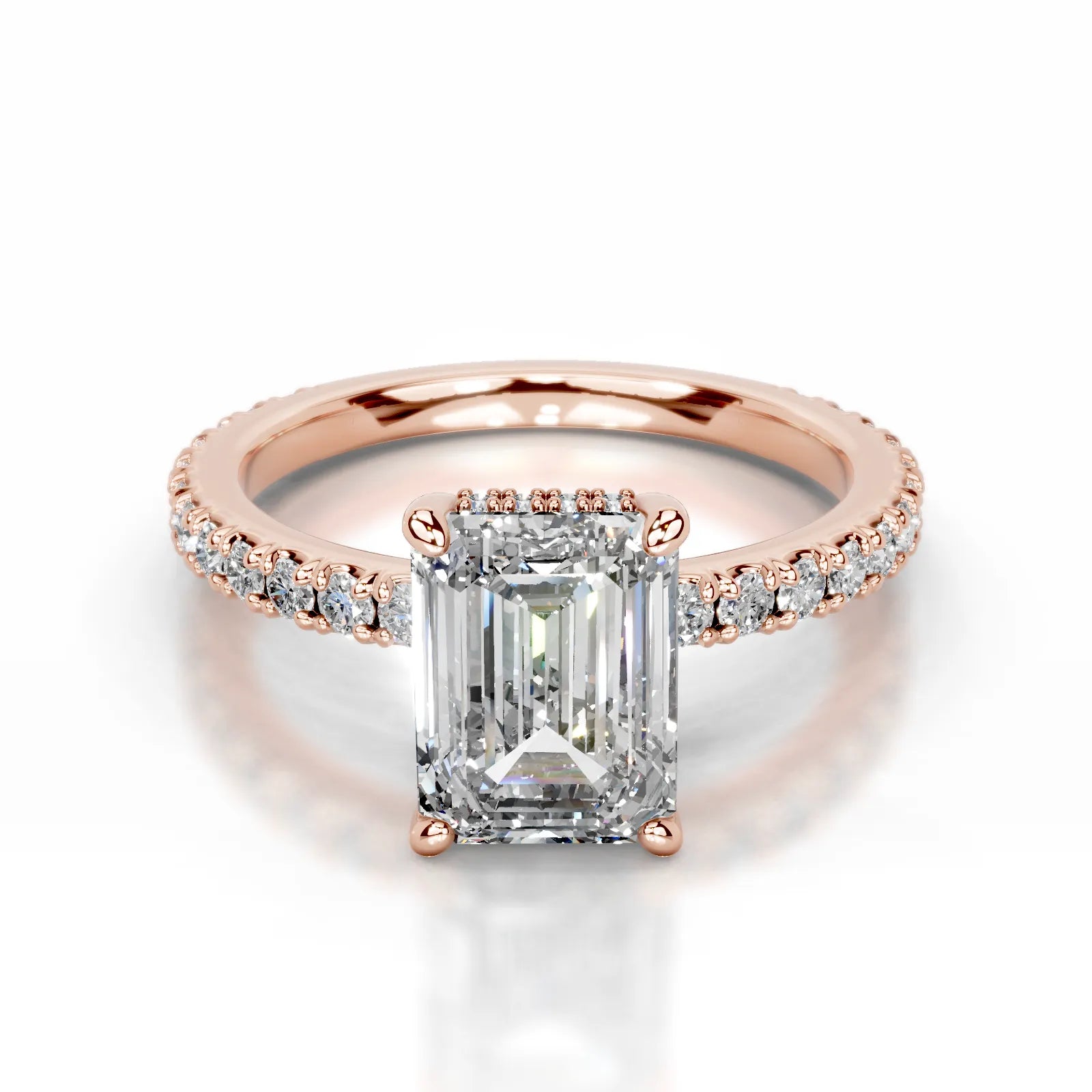 Luna Lab Grown Diamond Ring Emerald -14K Rose Gold