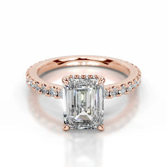 Luna Lab Grown Diamond Ring Emerald -14K Rose Gold