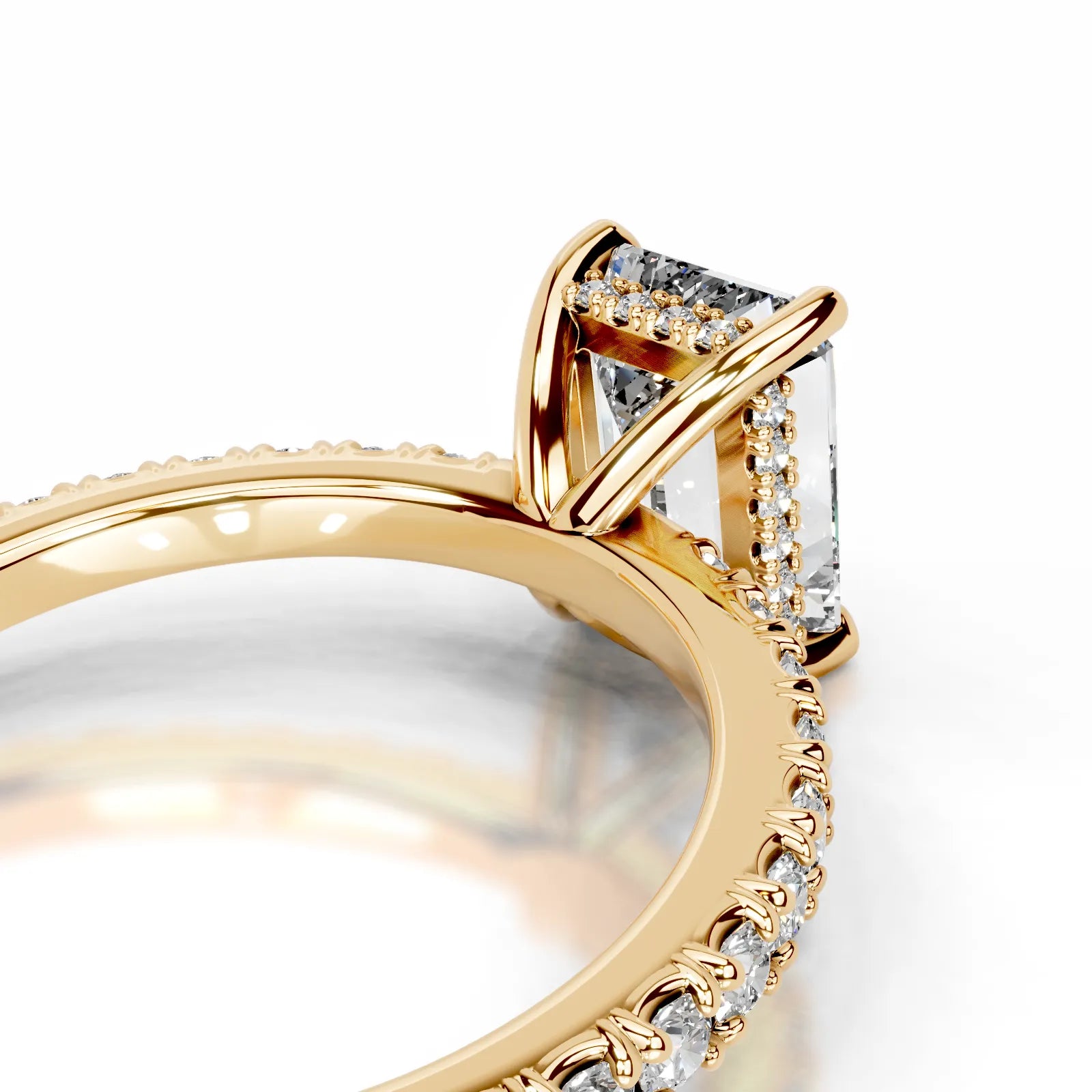 Luna Lab Grown Diamond Ring Emerald -18K Yellow Gold