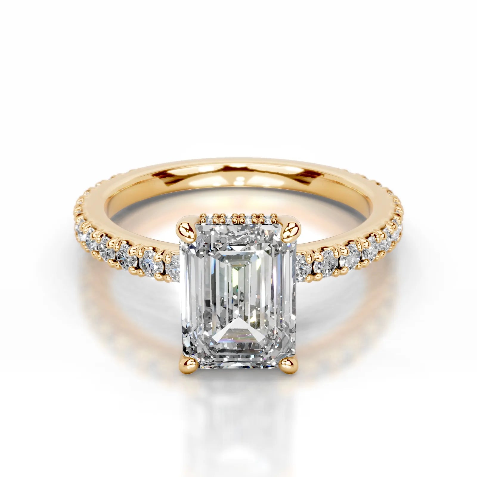 Luna Lab Grown Diamond Ring Emerald -18K Yellow Gold