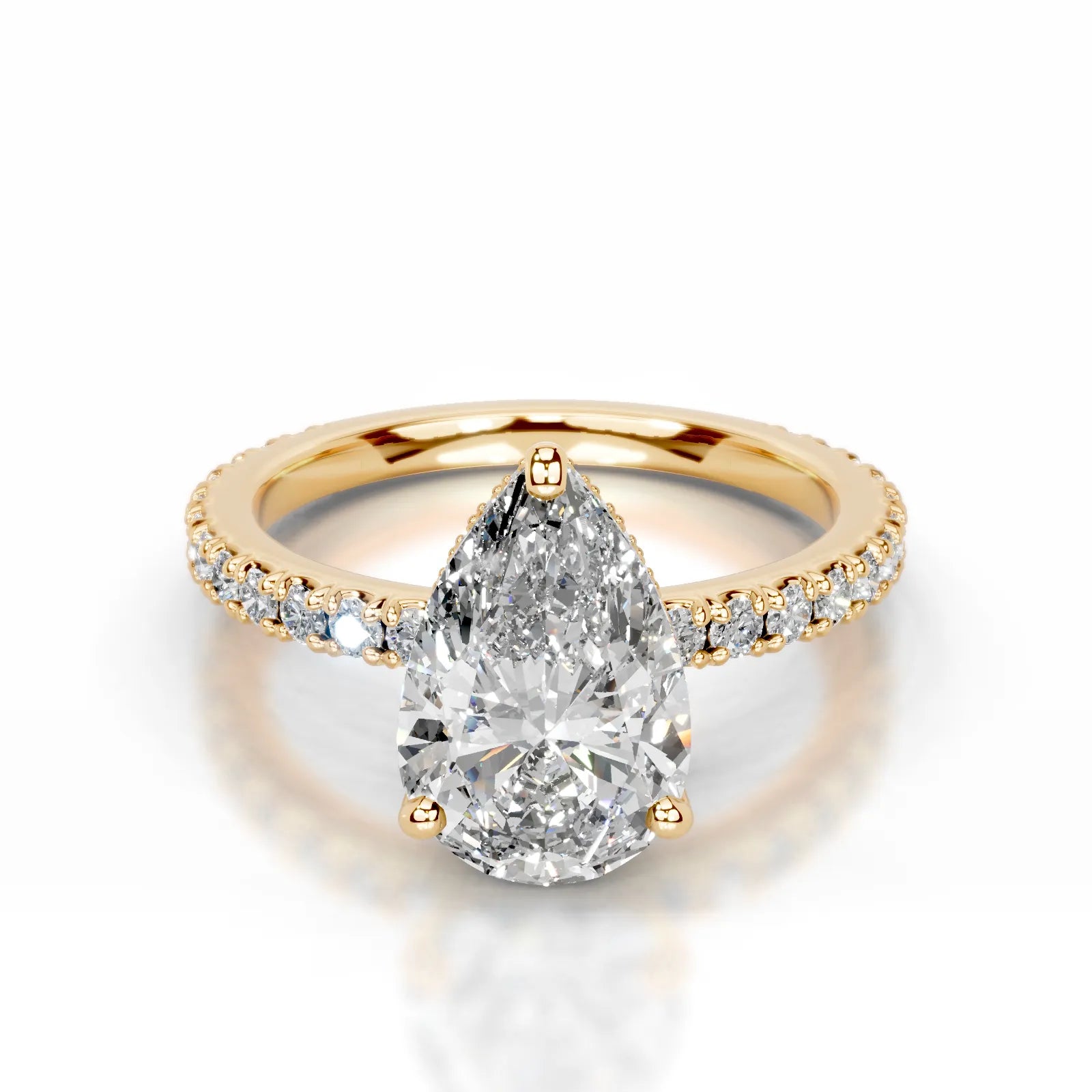 Luna Lab Grown Diamond Ring Pear -18K Yellow Gold