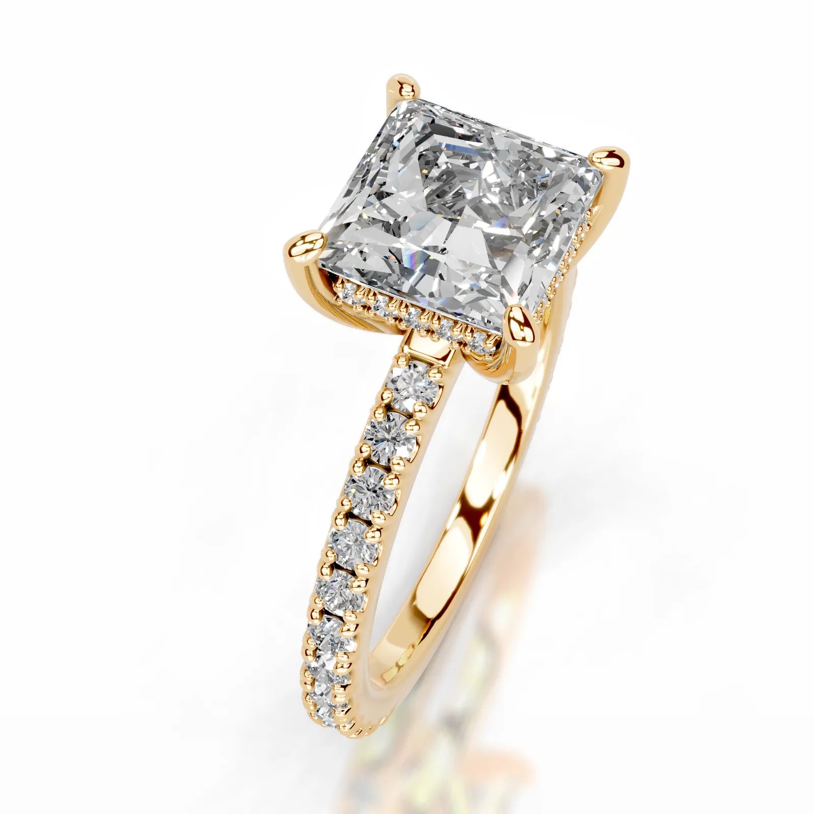 Luna Lab Grown Diamond Ring Princess -18K Yellow Gold