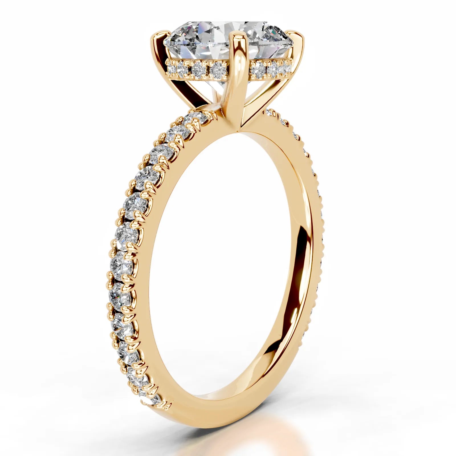 Luna Lab Grown Diamond Ring Round -18K Yellow Gold