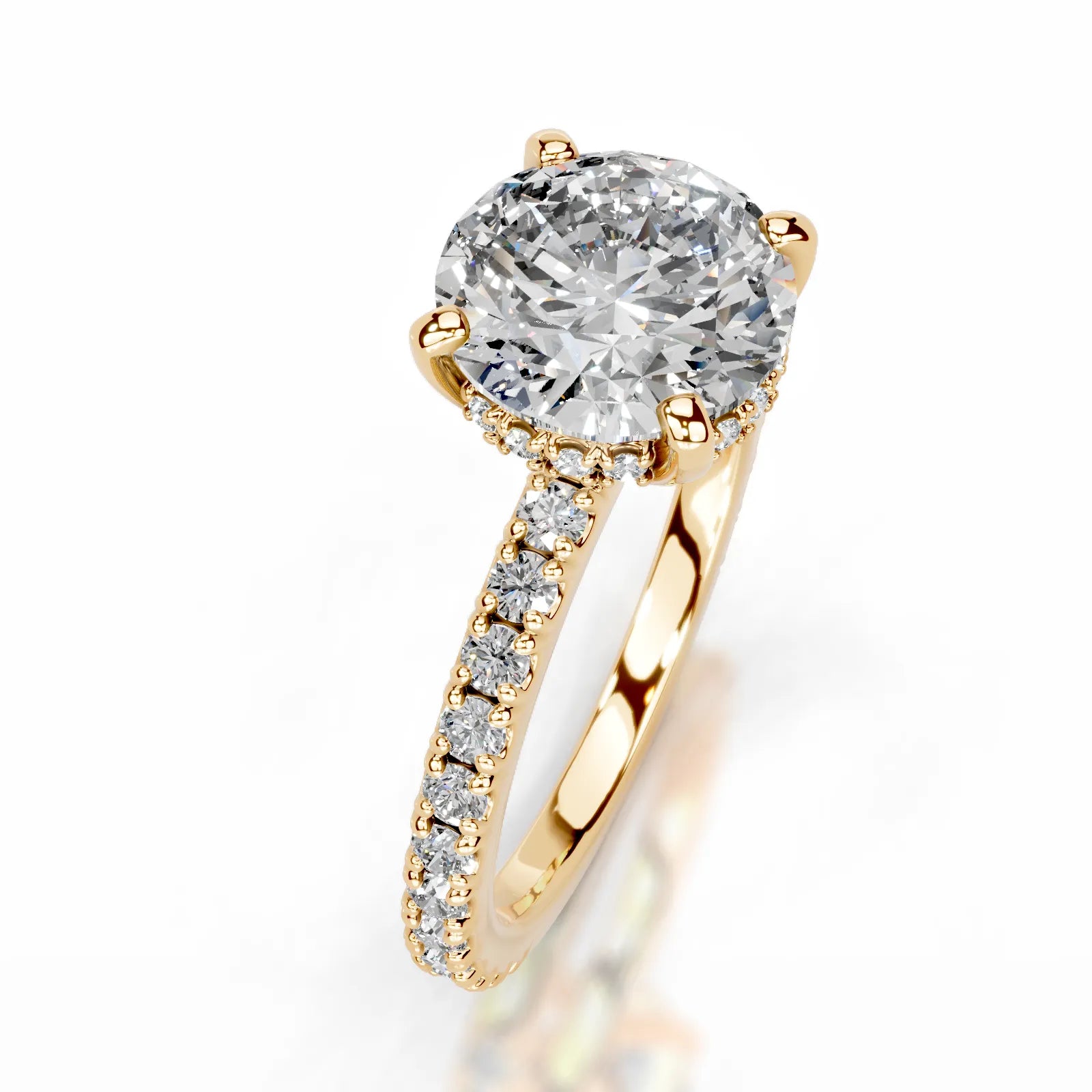 Luna Lab Grown Diamond Ring Round -18K Yellow Gold