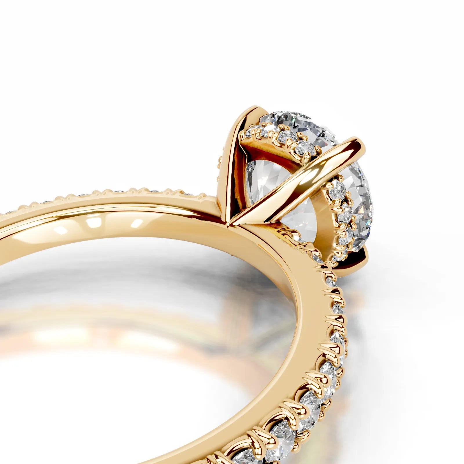 Luna Lab Grown Diamond Ring Round -18K Yellow Gold