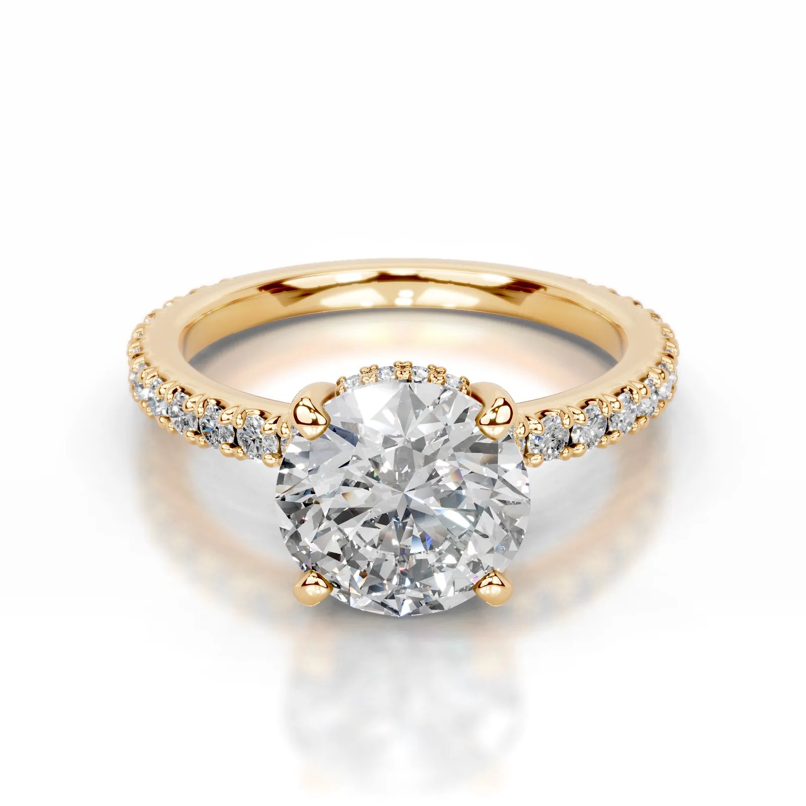 Luna Lab Grown Diamond Ring Round -18K Yellow Gold