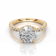 Luna Lab Grown Diamond Ring Round -18K Yellow Gold