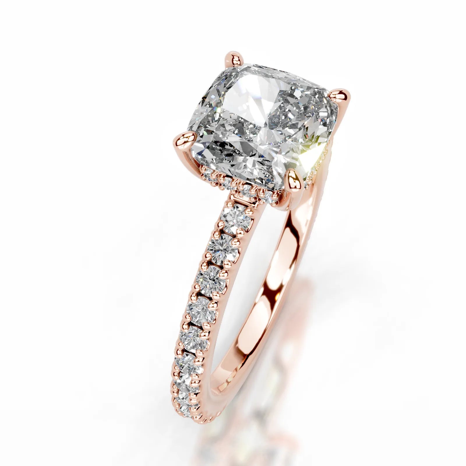 Luna Lab Grown Diamond Ring Square Cushion -14K Rose Gold