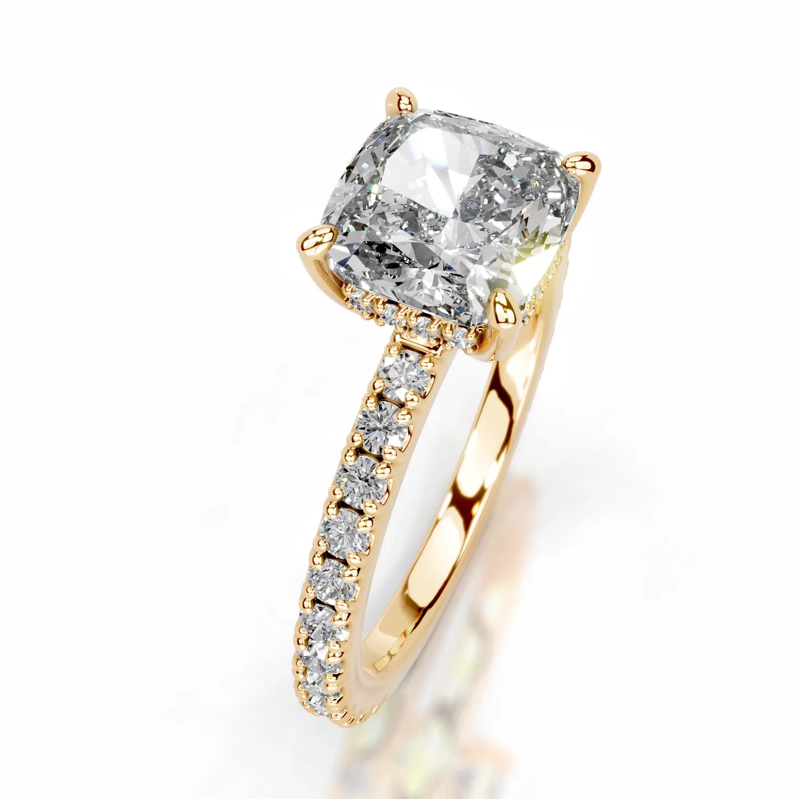 Luna Lab Grown Diamond Ring Square Cushion -18K Yellow Gold