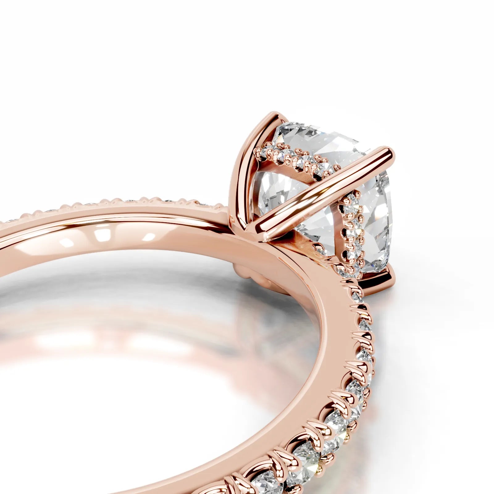 Luna Lab Grown Diamond Ring Square Cushion -14K Rose Gold