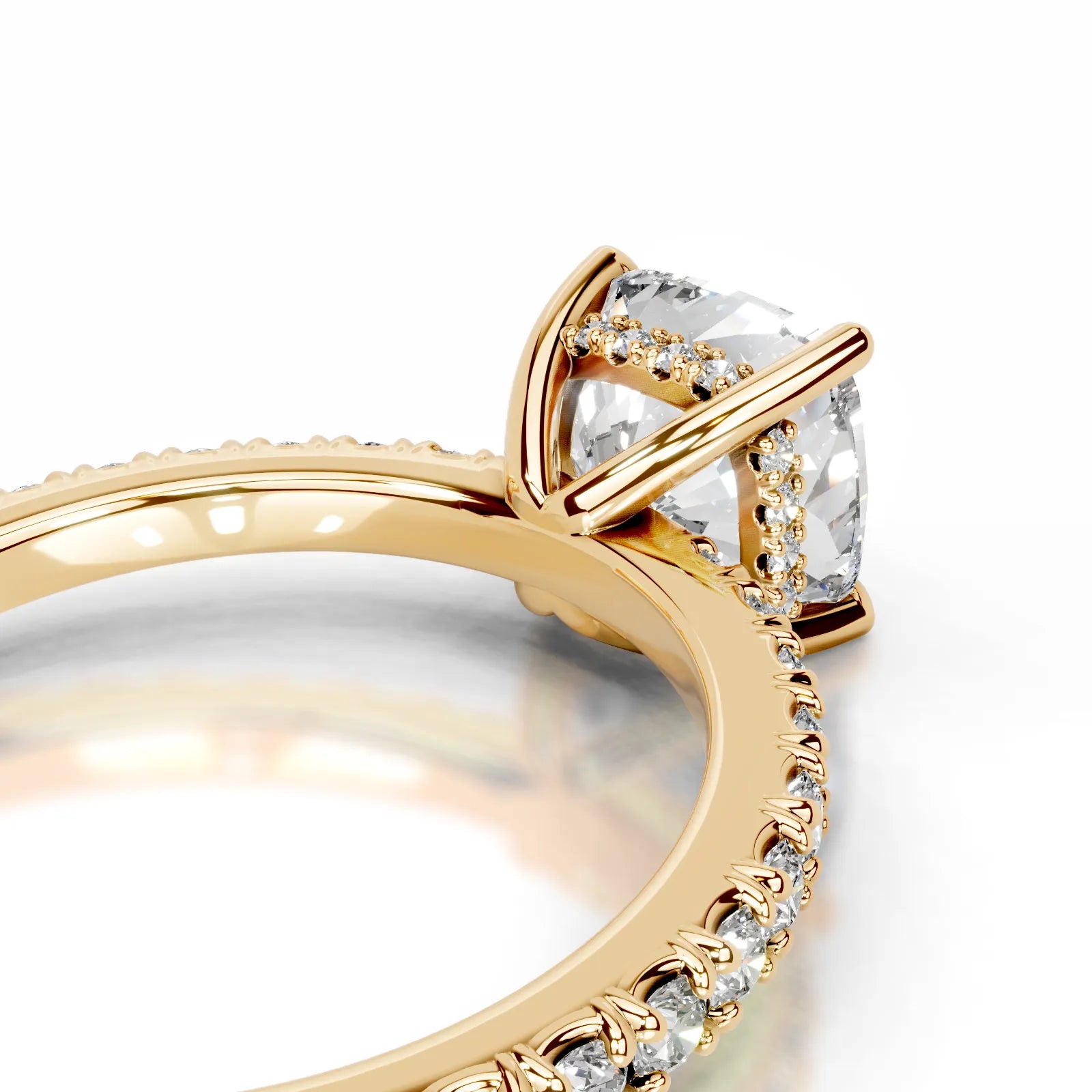 Luna Lab Grown Diamond Ring Square Cushion -18K Yellow Gold