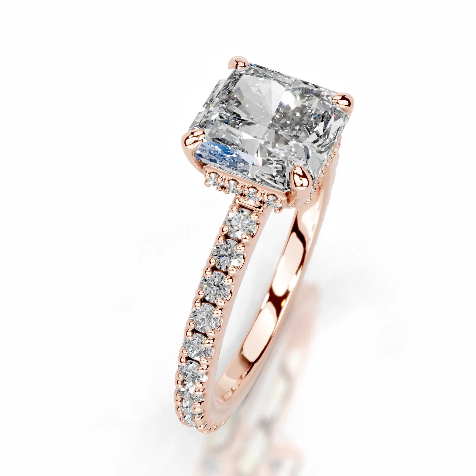 Luna Lab Grown Diamond Ring Square Radiant -14K Rose Gold