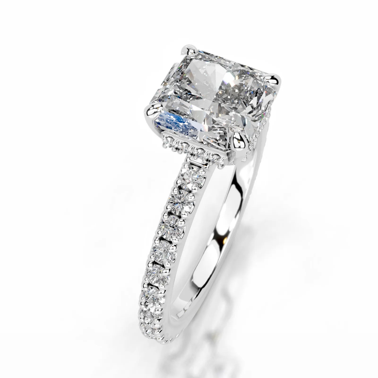 Luna Lab Grown Diamond Ring Square Radiant -14K White Gold