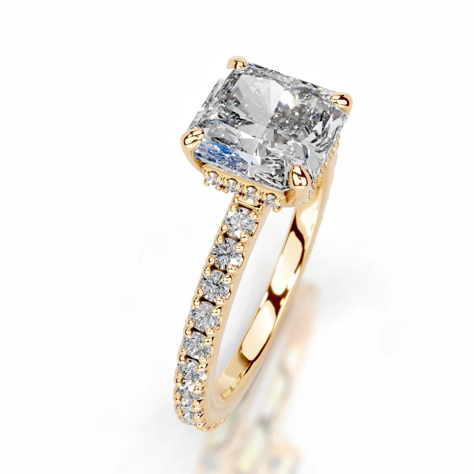 Luna Lab Grown Diamond Ring Square Radiant -18K Yellow Gold