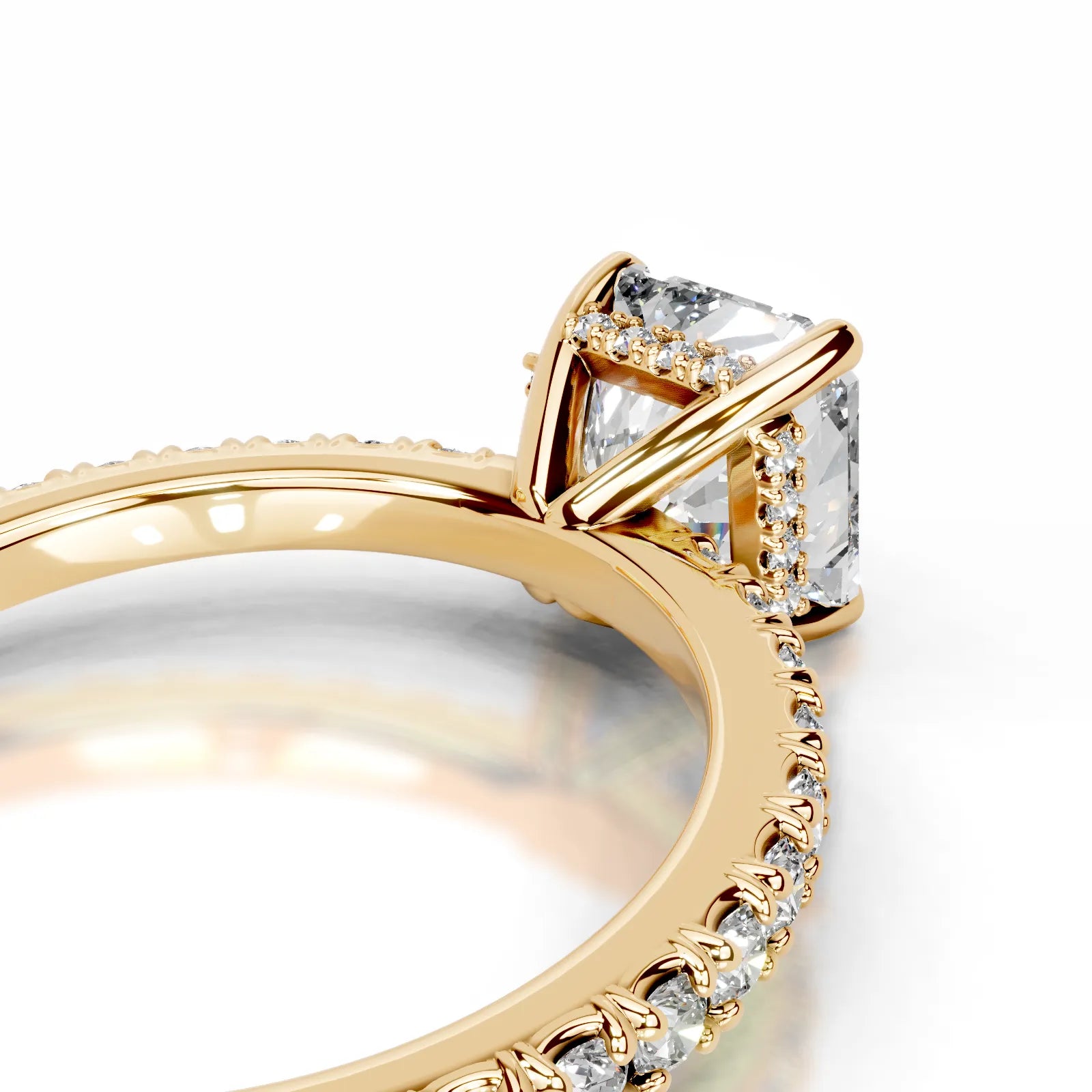 Luna Lab Grown Diamond Ring Square Radiant -18K Yellow Gold