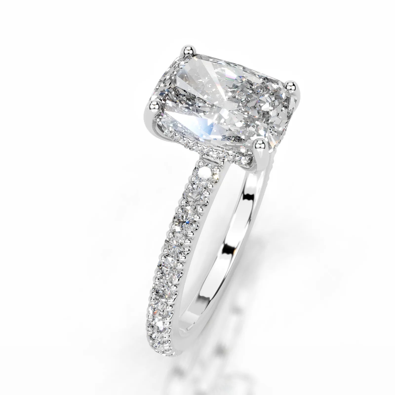 Lucy Lab Grown Diamond Ring Elongated Cushion -14K White Gold