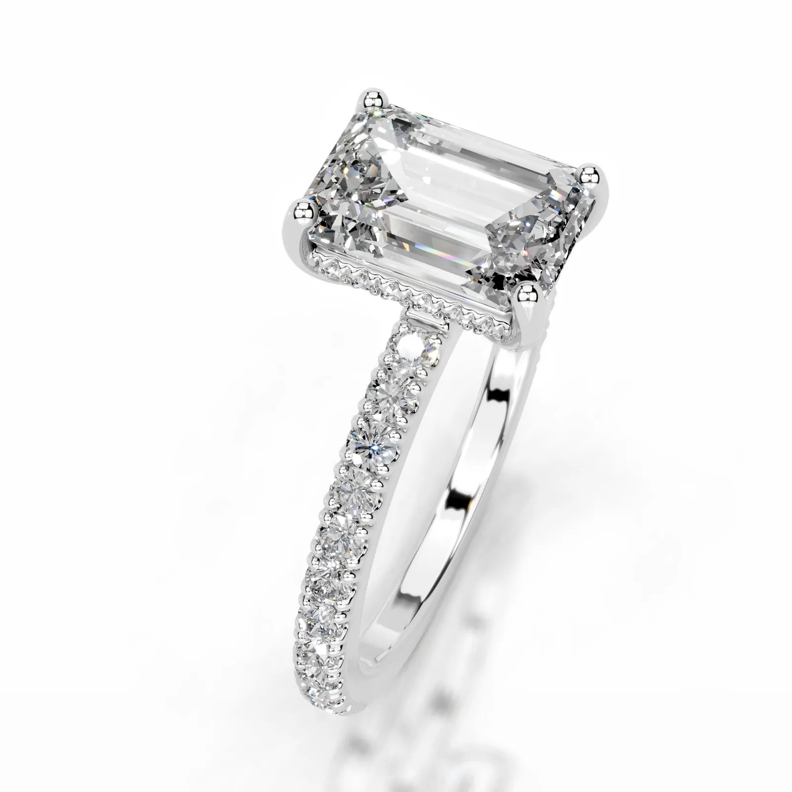 Lucy Lab Grown Diamond Ring Emerald -14K White Gold (RTS)