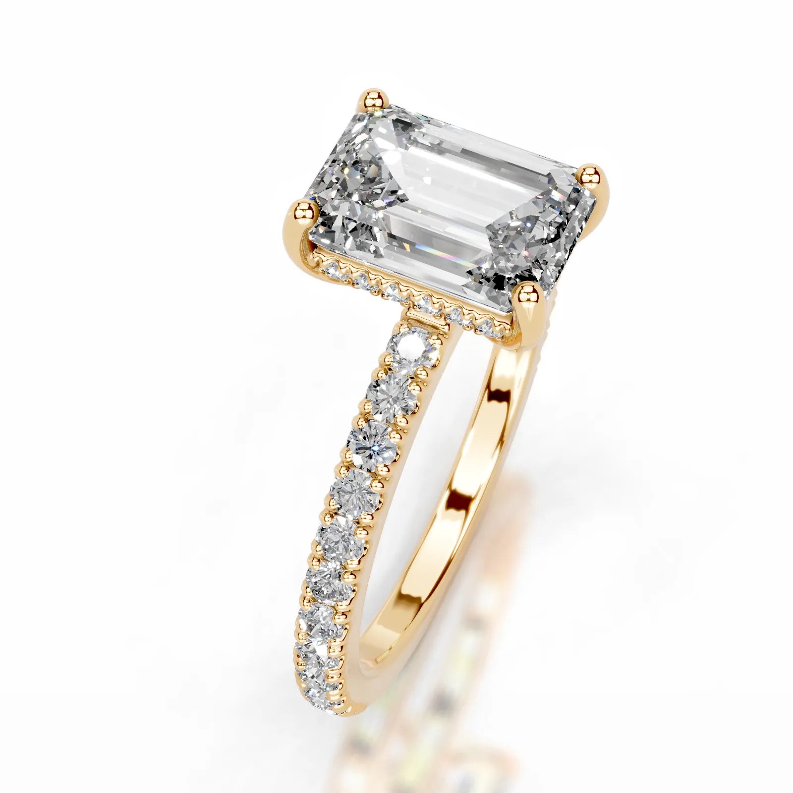 Lucy Lab Grown Diamond Ring Emerald -18K Yellow Gold