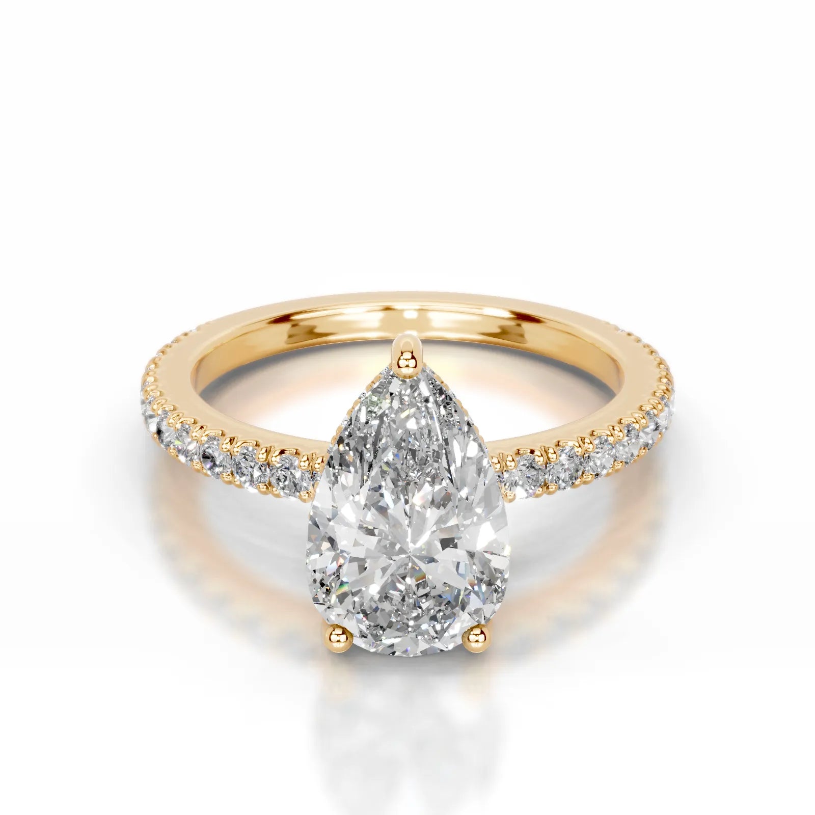 Lucy Lab Grown Diamond Ring Pear -18K Yellow Gold