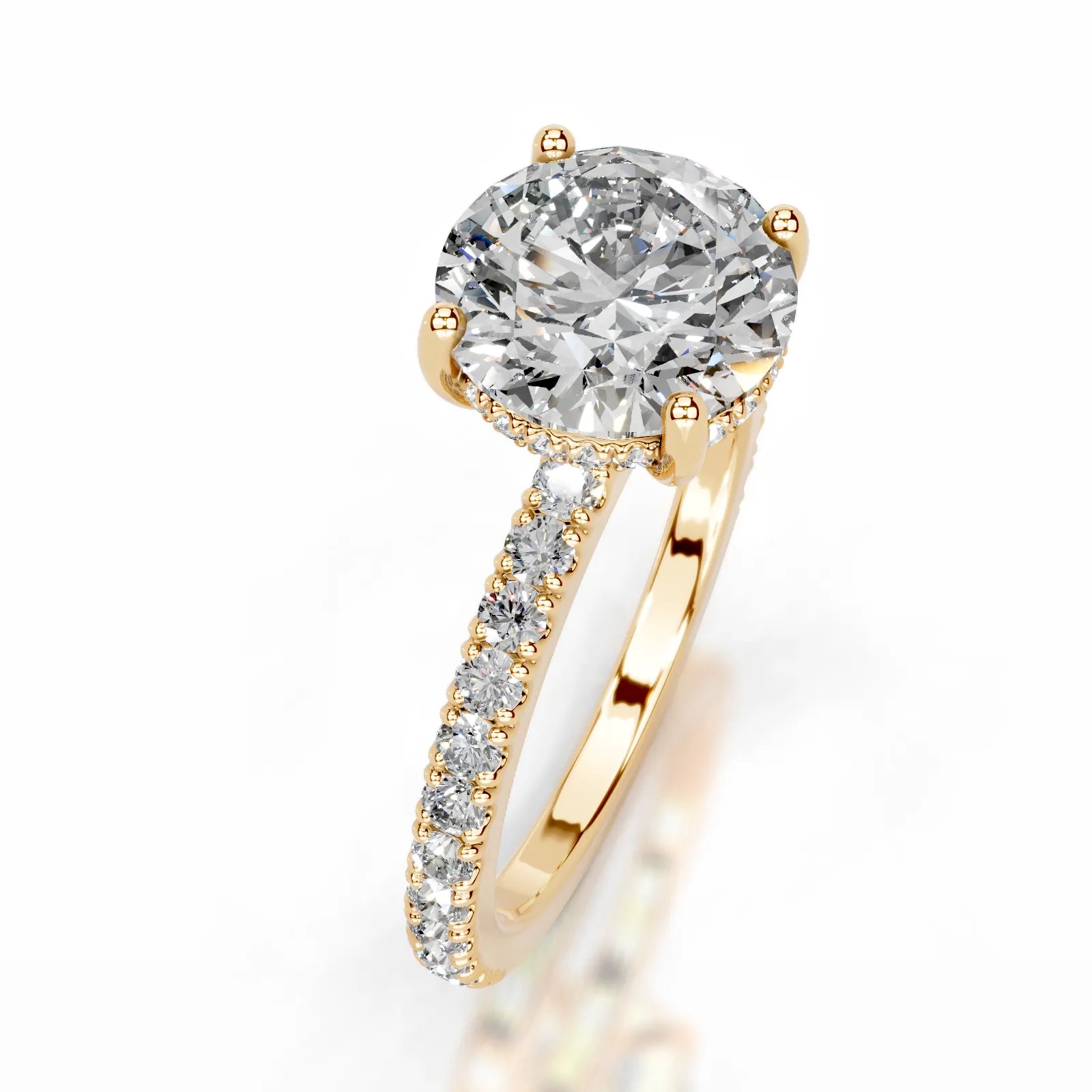 Lucy Lab Grown Diamond Ring Round -18K Yellow Gold