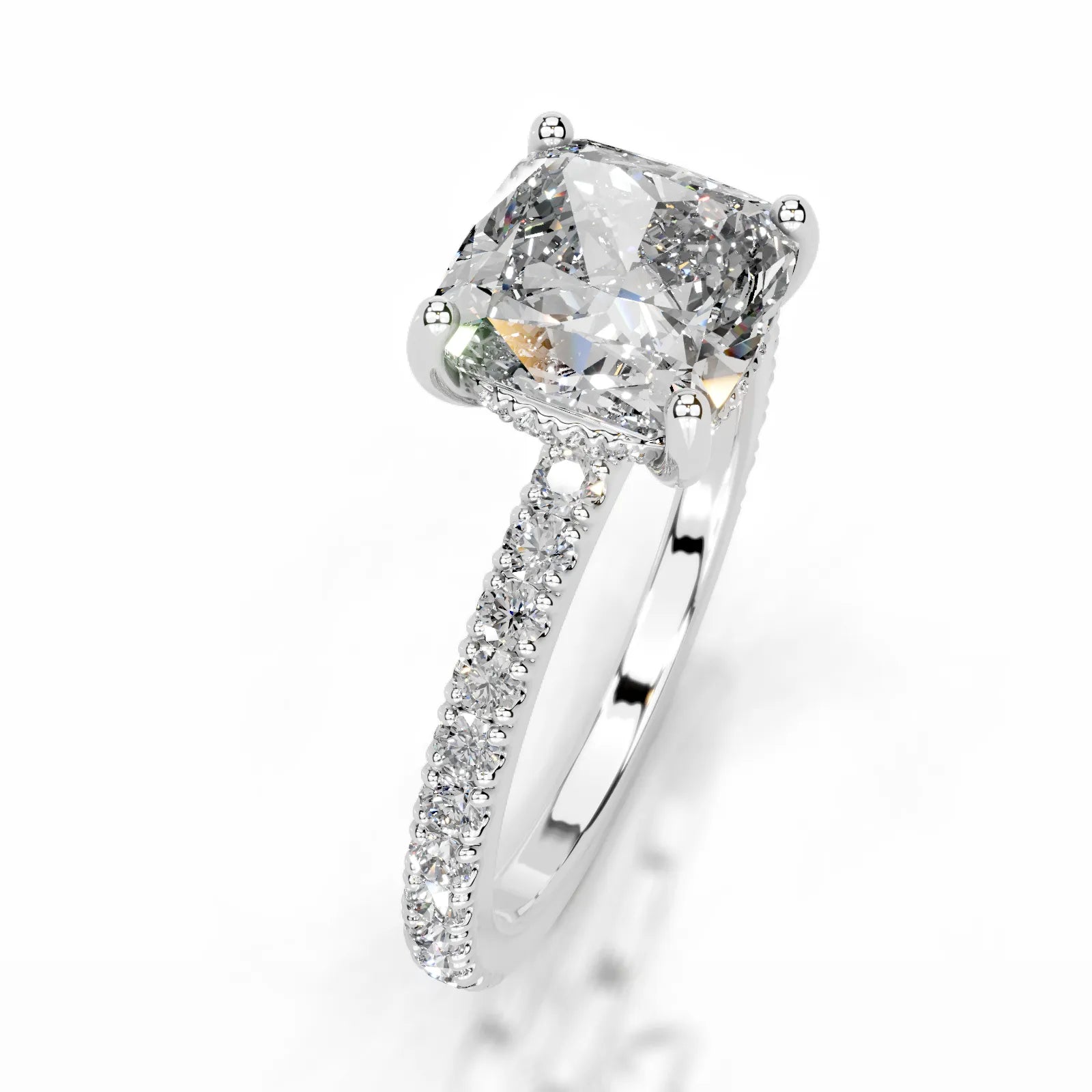 Lucy Lab Grown Diamond Ring Square Cushion -14K White Gold