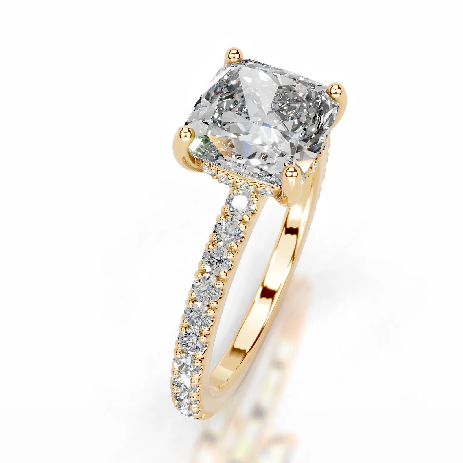 Lucy Lab Grown Diamond Ring Square Cushion -18K Yellow Gold