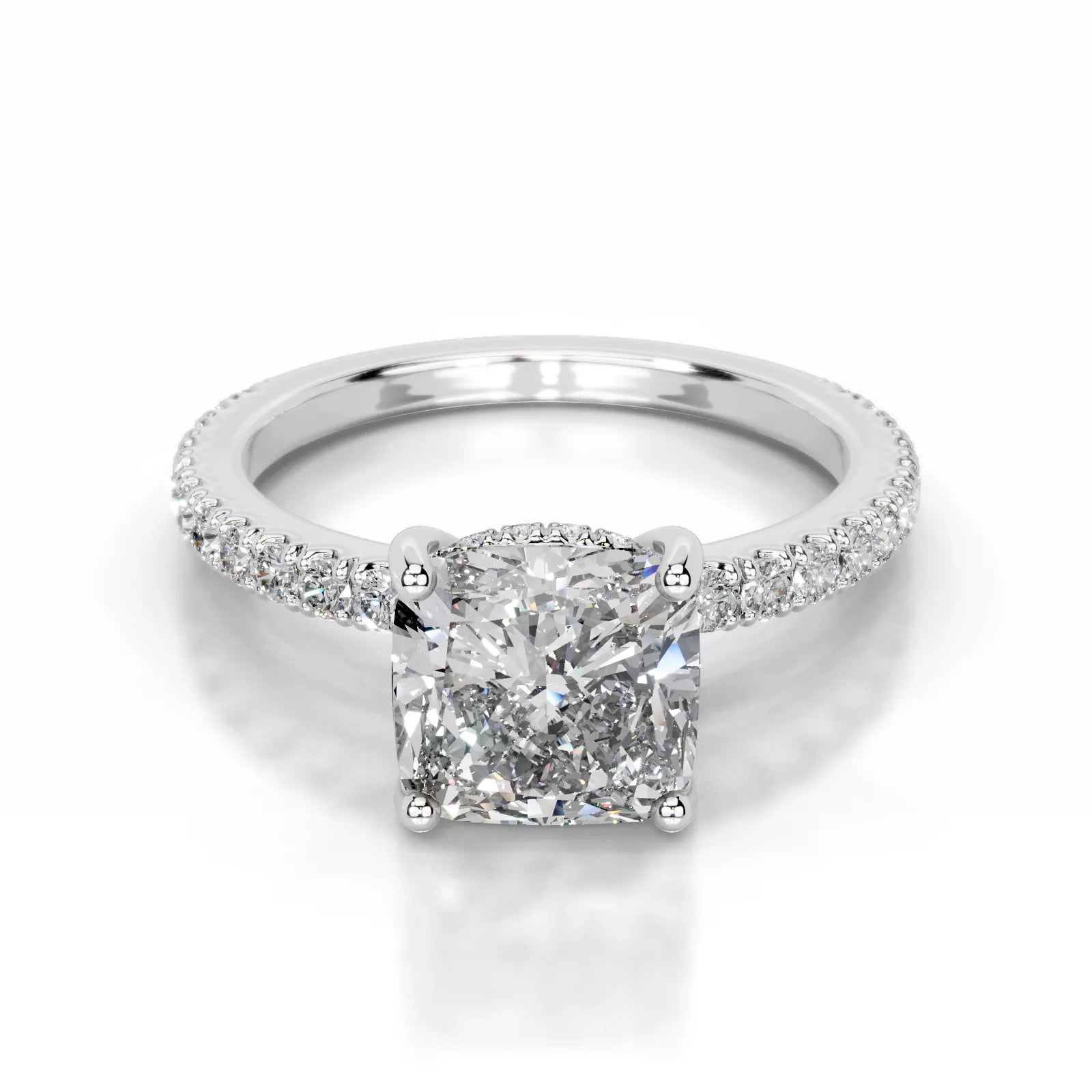 Lucy Lab Grown Diamond Ring Square Cushion -14K White Gold