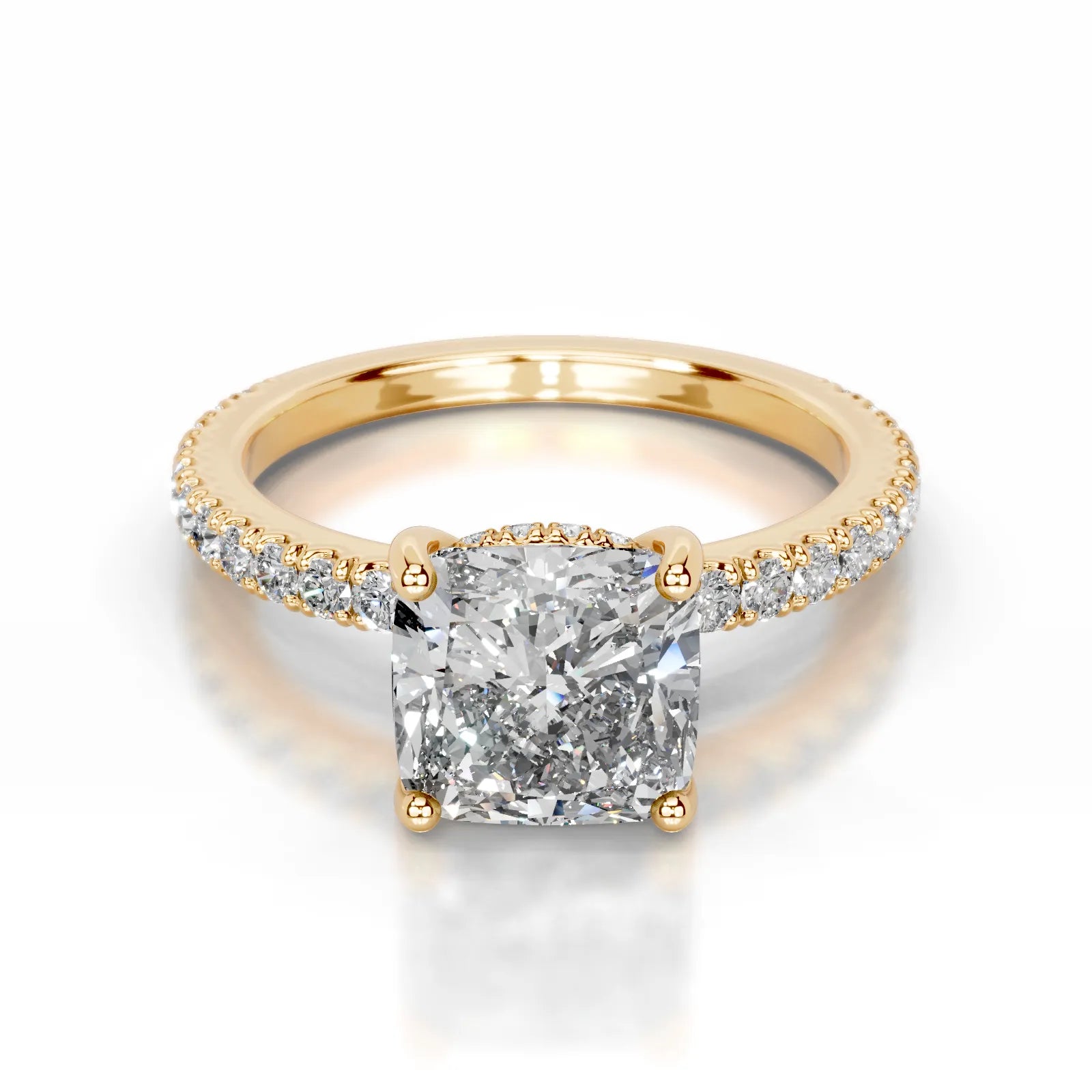 Lucy Lab Grown Diamond Ring Square Cushion -18K Yellow Gold