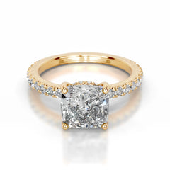 Lucy Lab Grown Diamond Ring Square Cushion -18K Yellow Gold