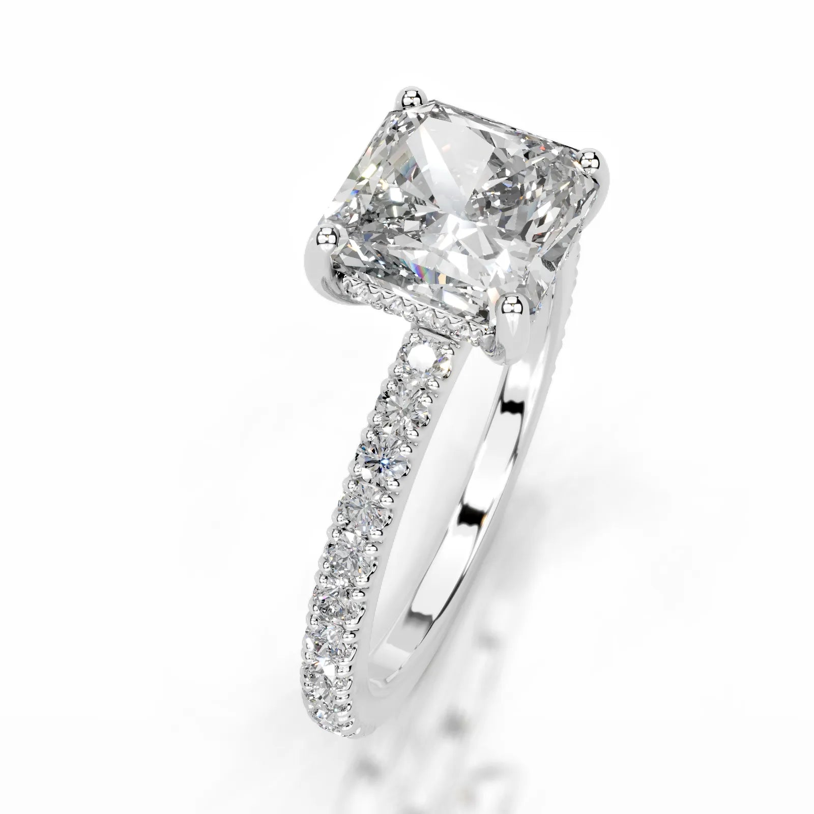 Lucy Lab Grown Diamond Ring Square Radiant -14K White Gold