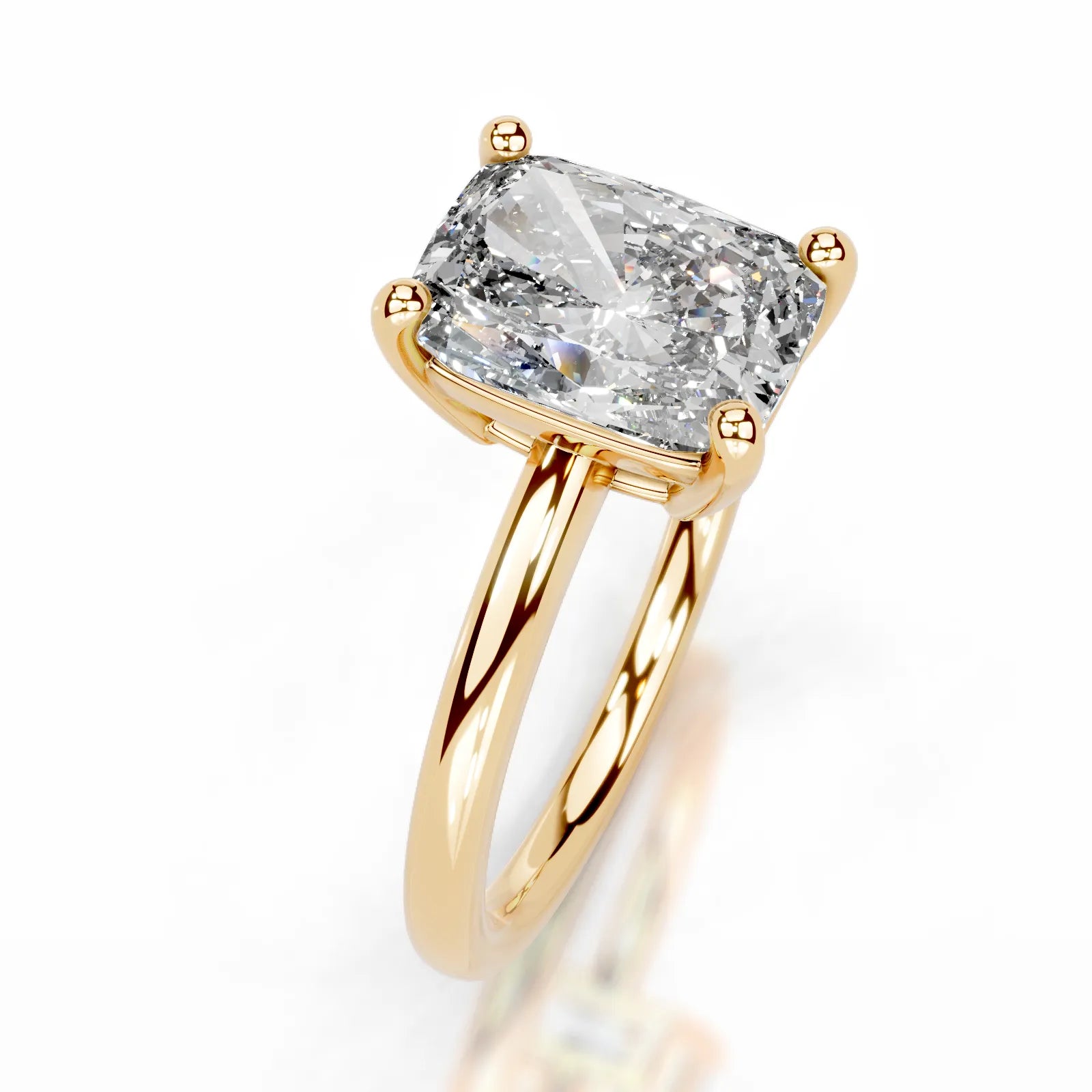 Adaline Lab Grown Diamond Ring Elongated Cushion -18K Yellow Gold