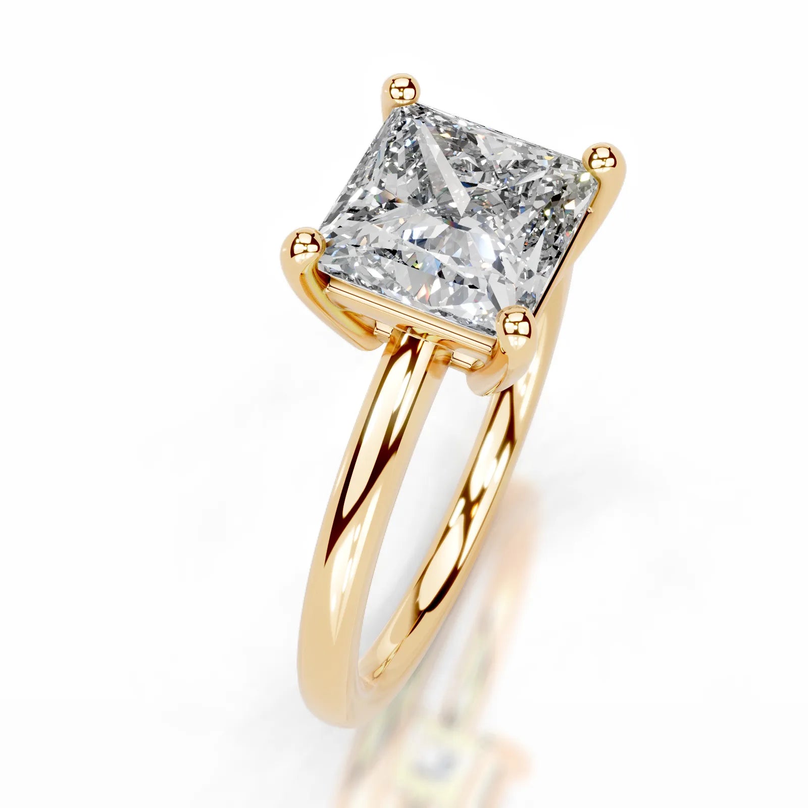 Adaline Lab Grown Diamond Ring Princess -18K Yellow Gold