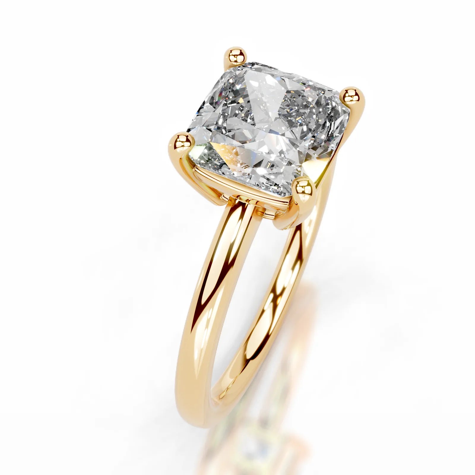 Adaline Lab Grown Diamond Ring Square Cushion -18K Yellow Gold