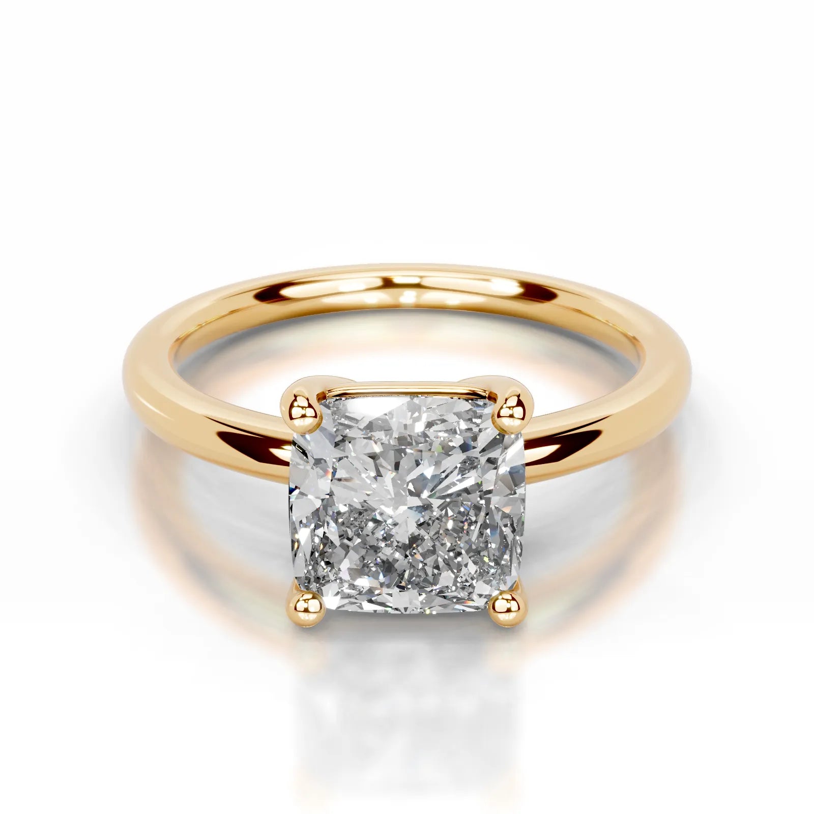 Adaline Lab Grown Diamond Ring Square Cushion -18K Yellow Gold