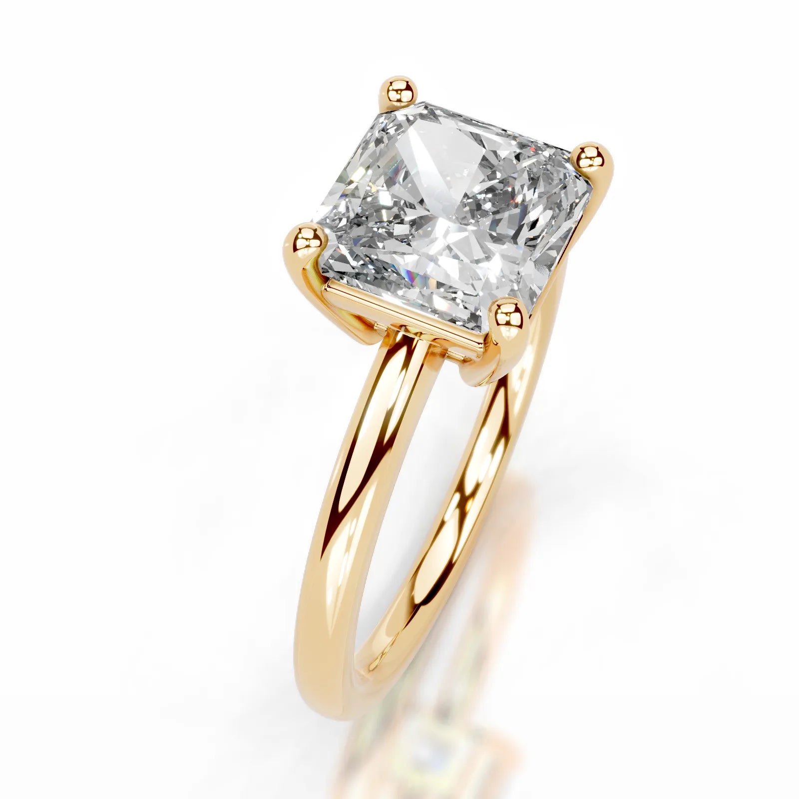 Adaline Lab Grown Diamond Ring Square Radiant -18K Yellow Gold