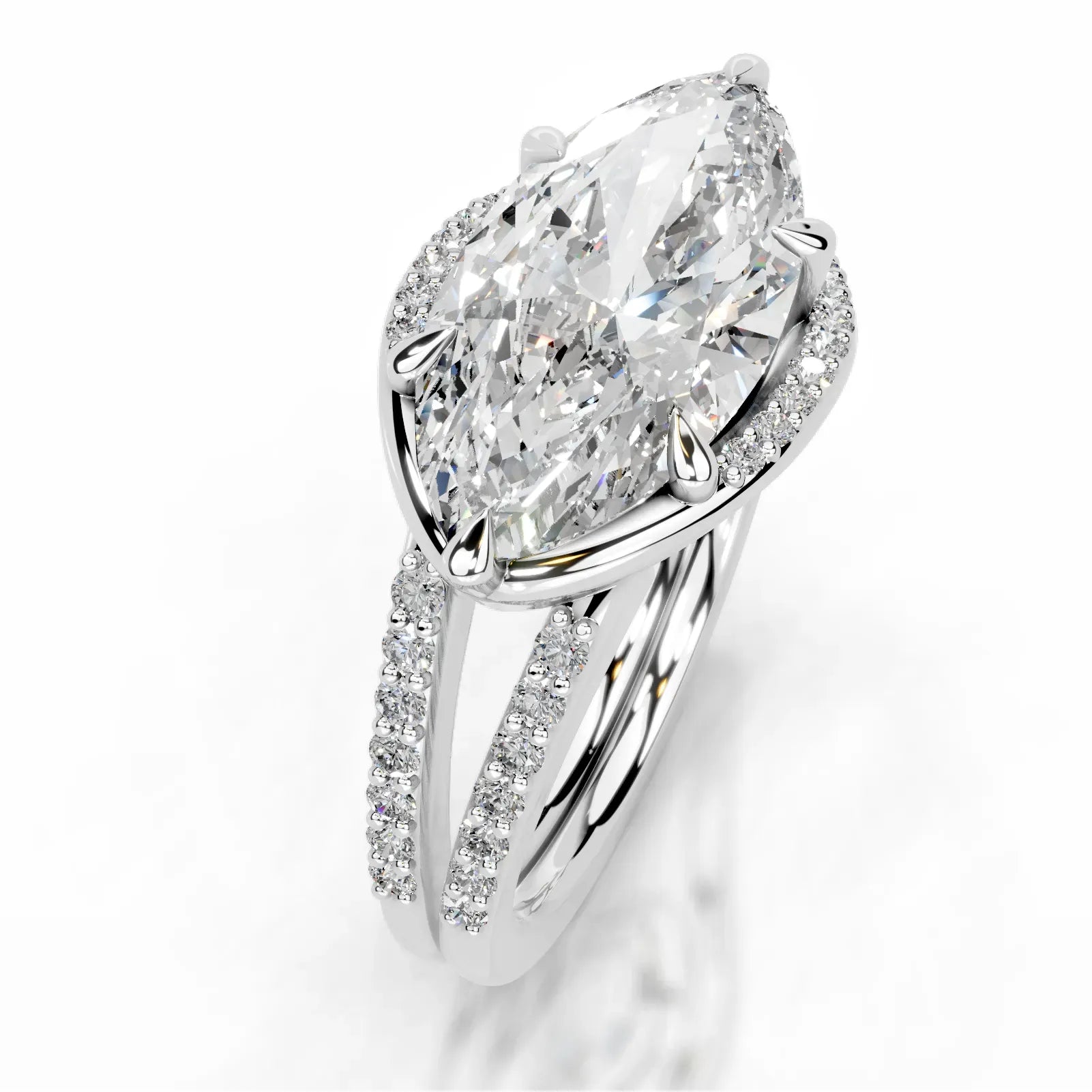 Sia Halo Lab Grown Ring Engagement Ring Marquise - 14K White Gold
