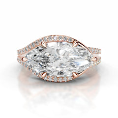Sia Halo Lab Grown Ring Engagement Ring Marquise - 14K Rose Gold