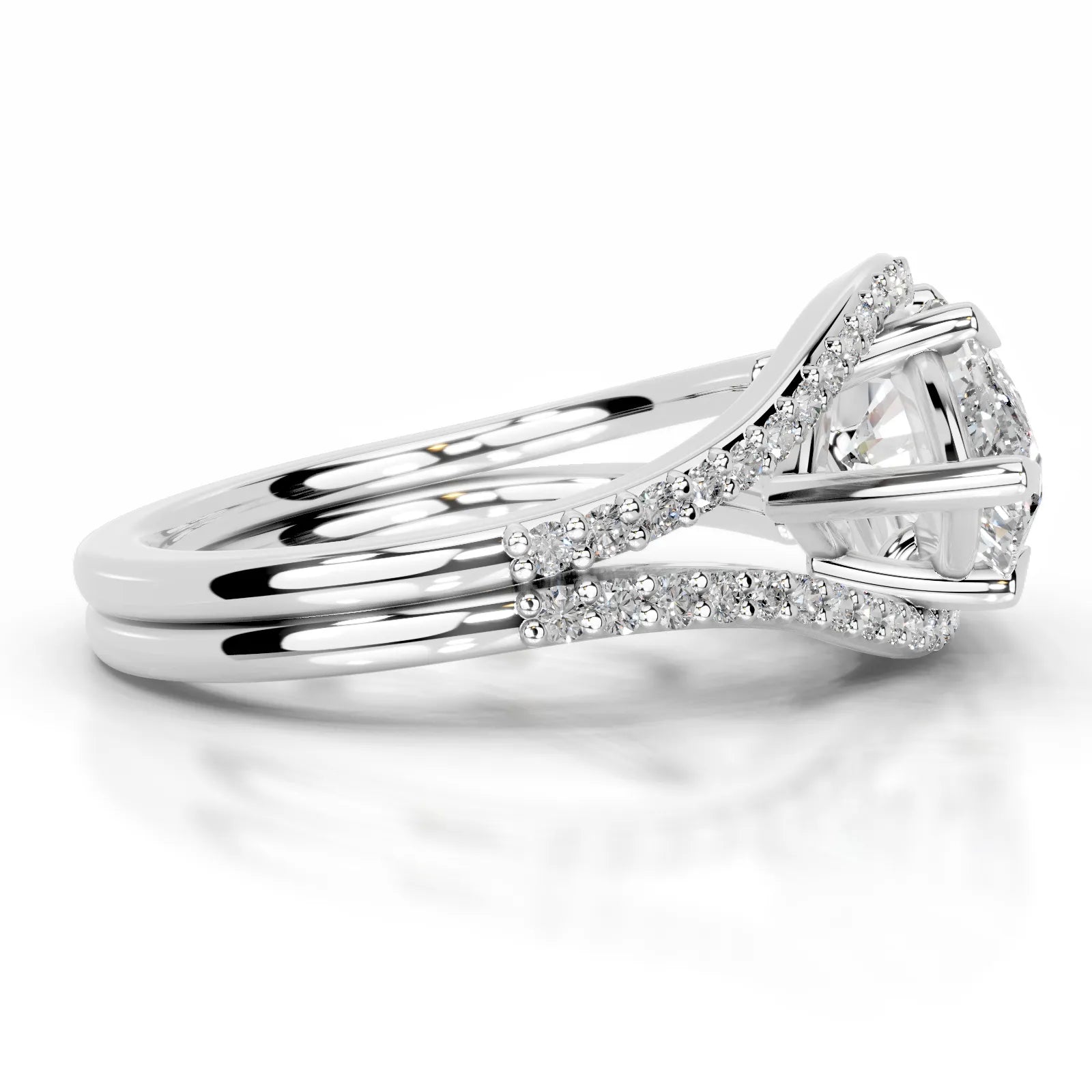 Sia Halo Lab Grown Ring Engagement Ring Marquise - 14K White Gold