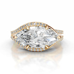Sia Halo Lab Grown Ring Engagement Ring Marquise - 18K Yellow Gold