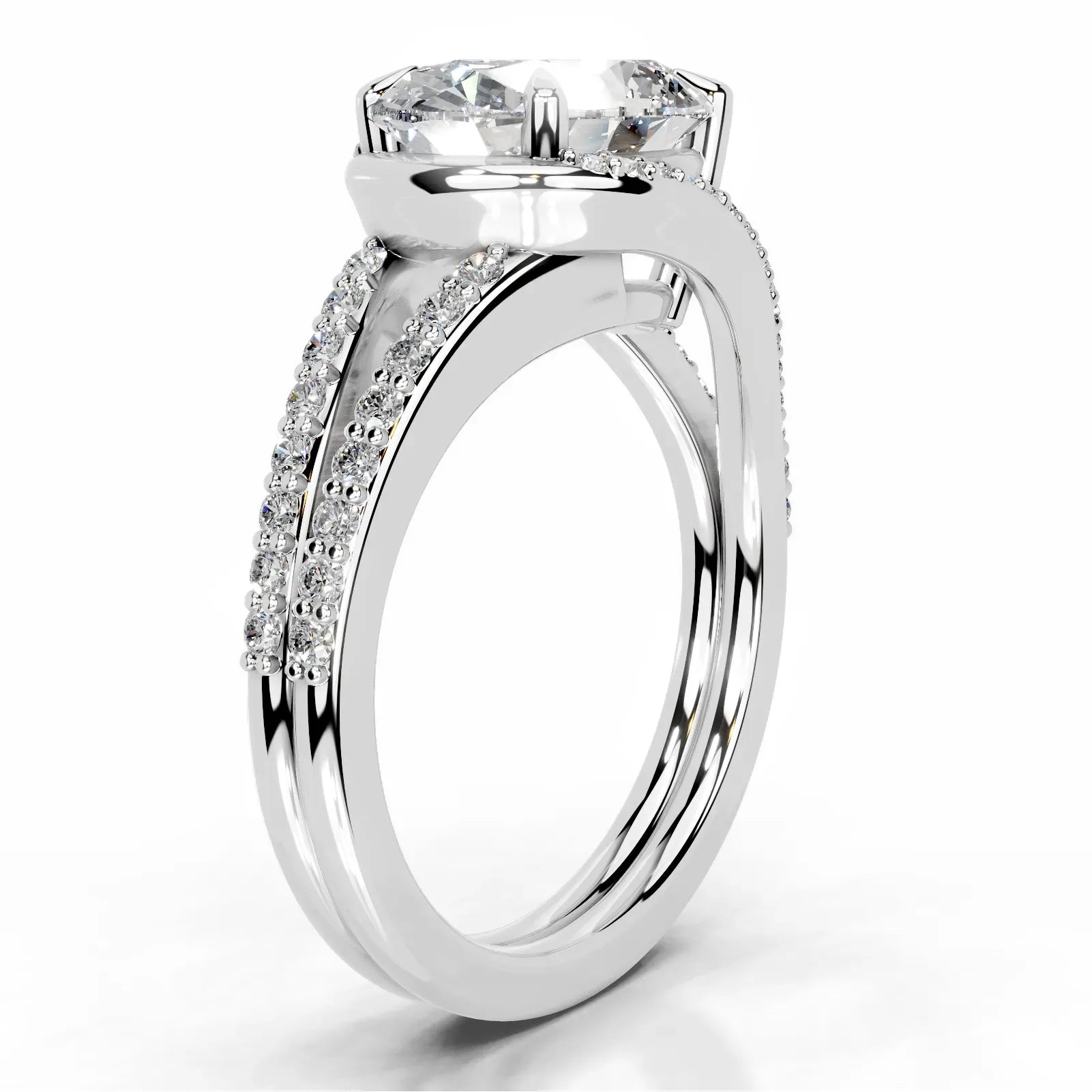 Sia Halo Lab Grown Ring Engagement Ring Oval - 14K White Gold