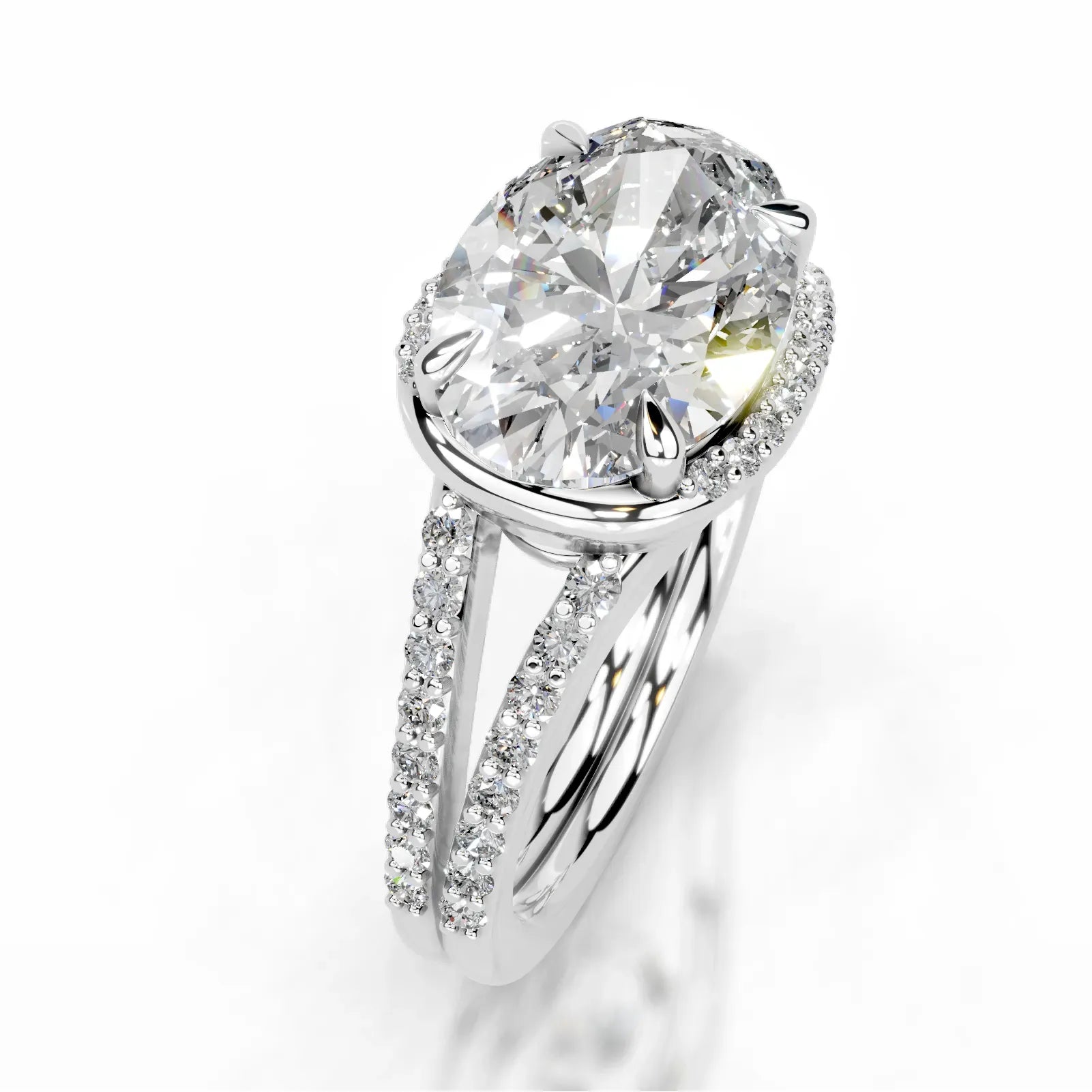 Sia Halo Lab Grown Ring Engagement Ring Oval - 14K White Gold