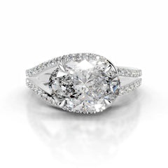 Sia Halo Lab Grown Ring Engagement Ring Oval - 18K White Gold