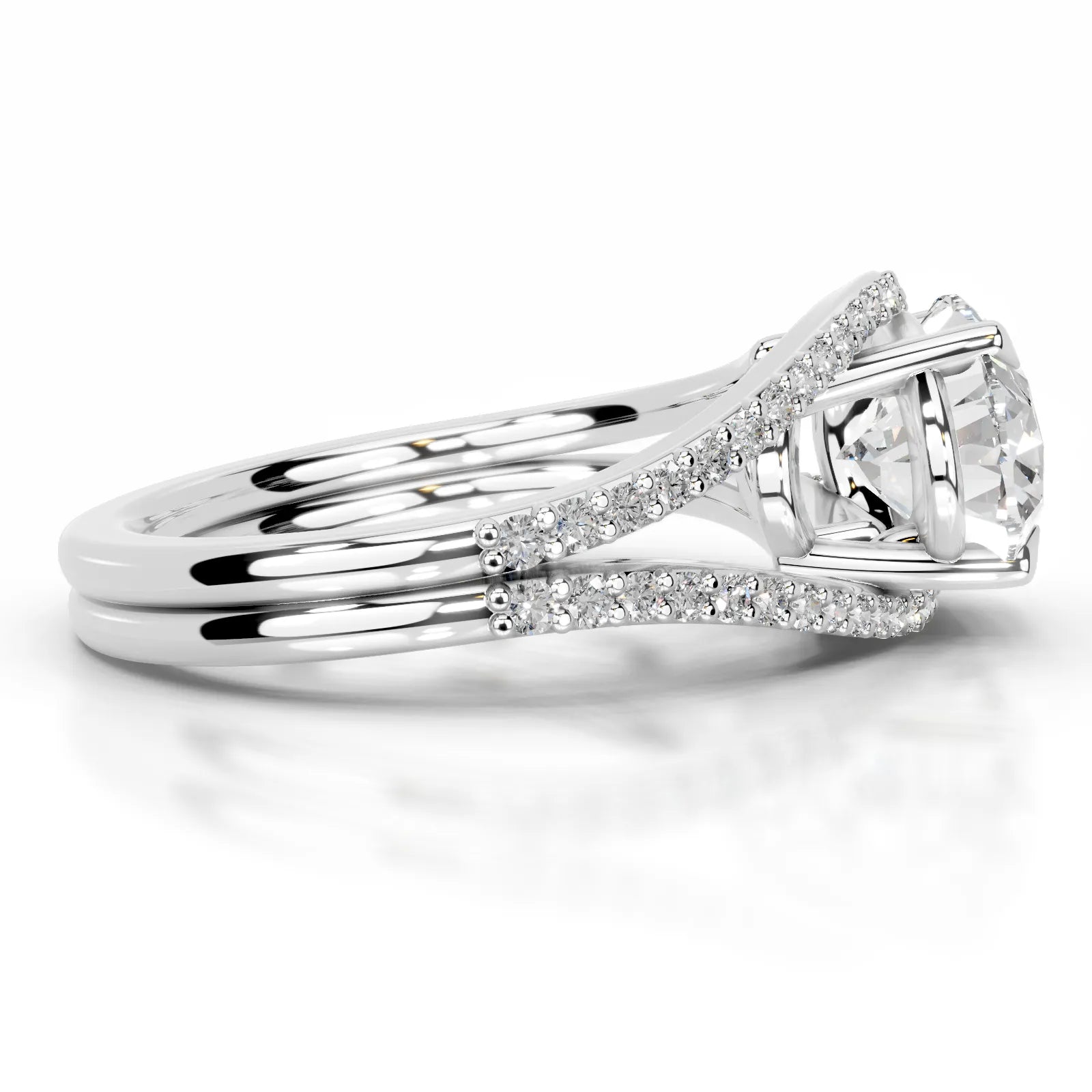 Sia Halo Lab Grown Ring Engagement Ring Oval - 14K White Gold