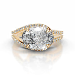 Sia Halo Lab Grown Ring Engagement Ring Oval - 18K Yellow Gold