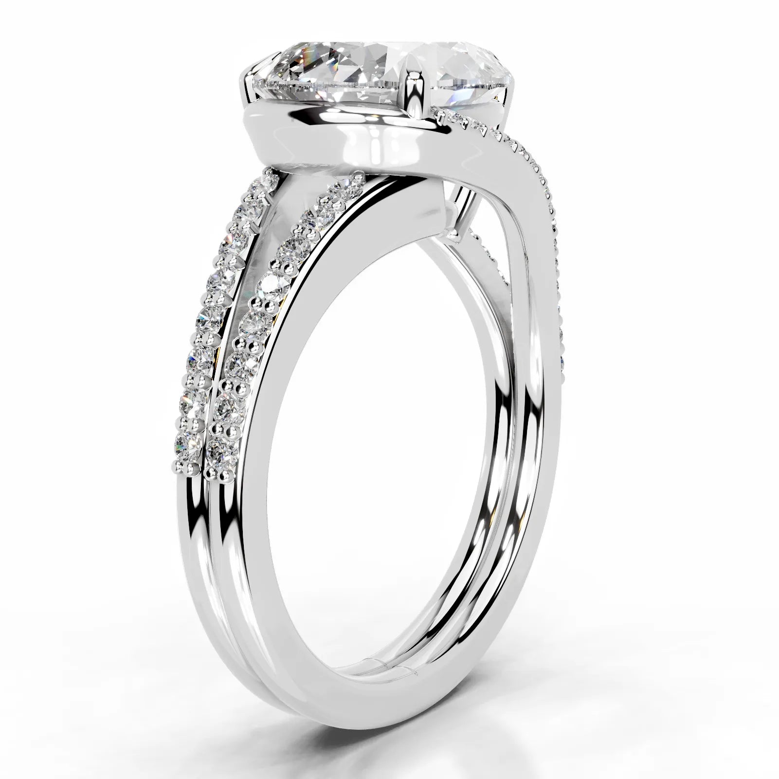 Sia Halo Lab Grown Ring Engagement Ring Pear - 14K White Gold