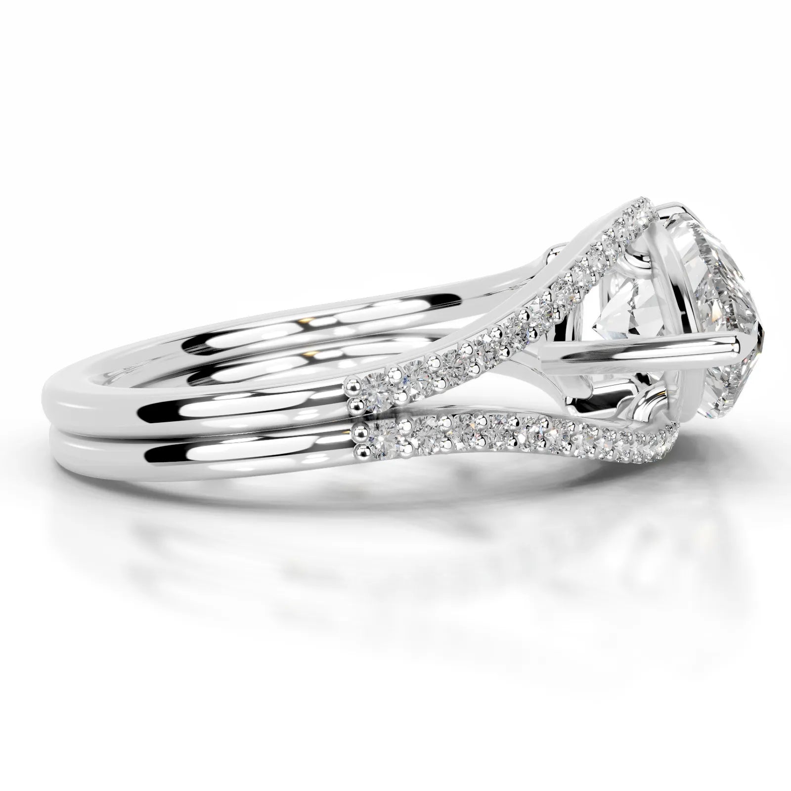 Sia Halo Lab Grown Ring Engagement Ring Pear - 14K White Gold