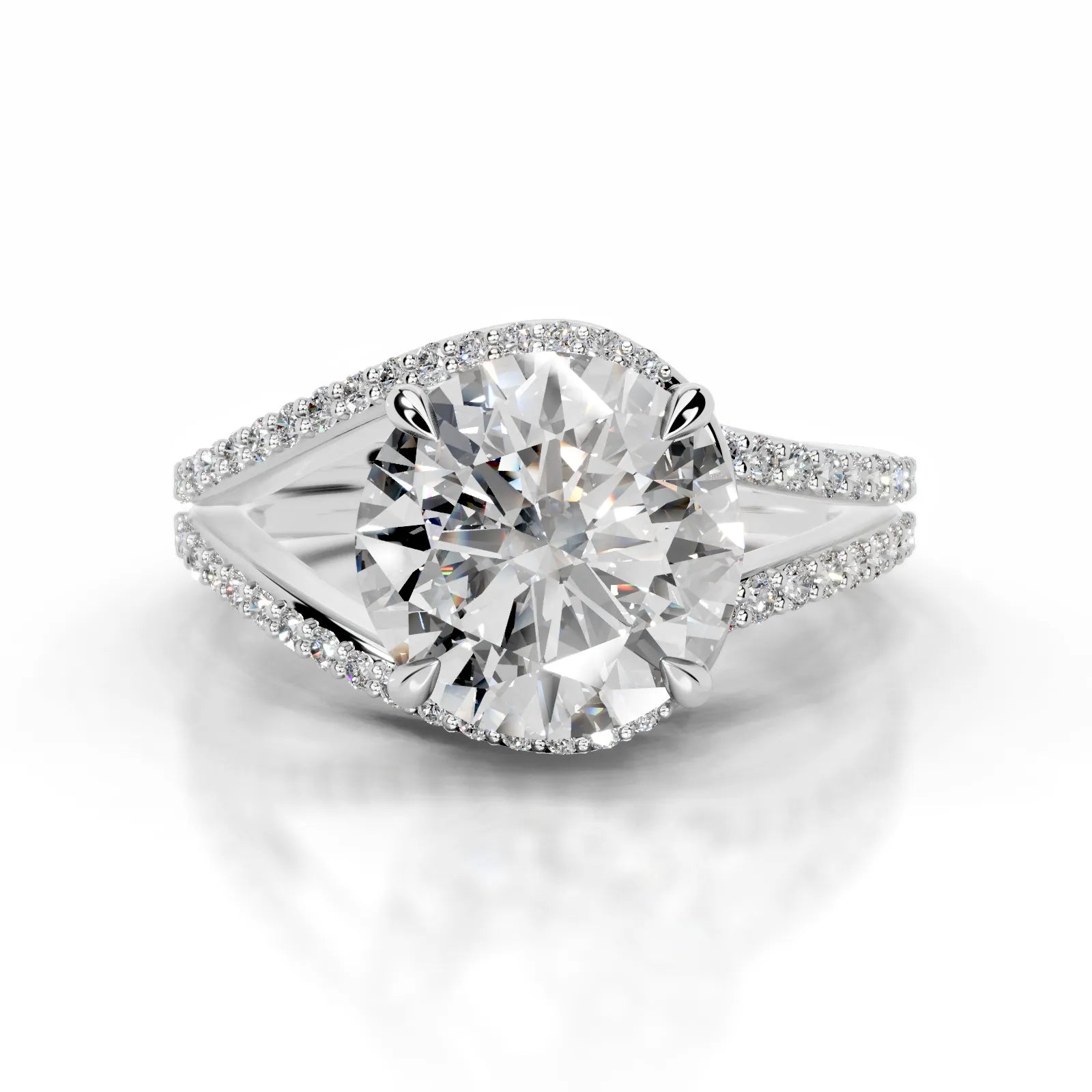 Sia Halo Lab Grown Ring Engagement Ring Round - 14K White Gold