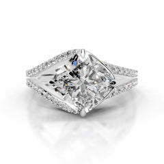 Sia Halo Lab Grown Ring Engagement Ring Square Cushion - 14K White Gold